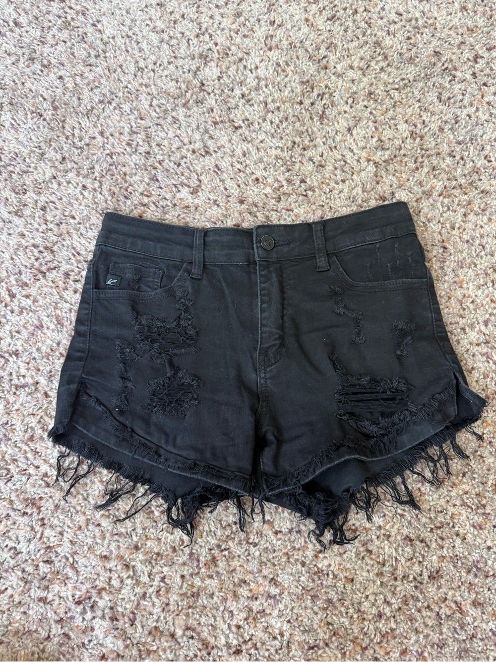 KanCan Black Distressed Frayed Hem Jean Shorts